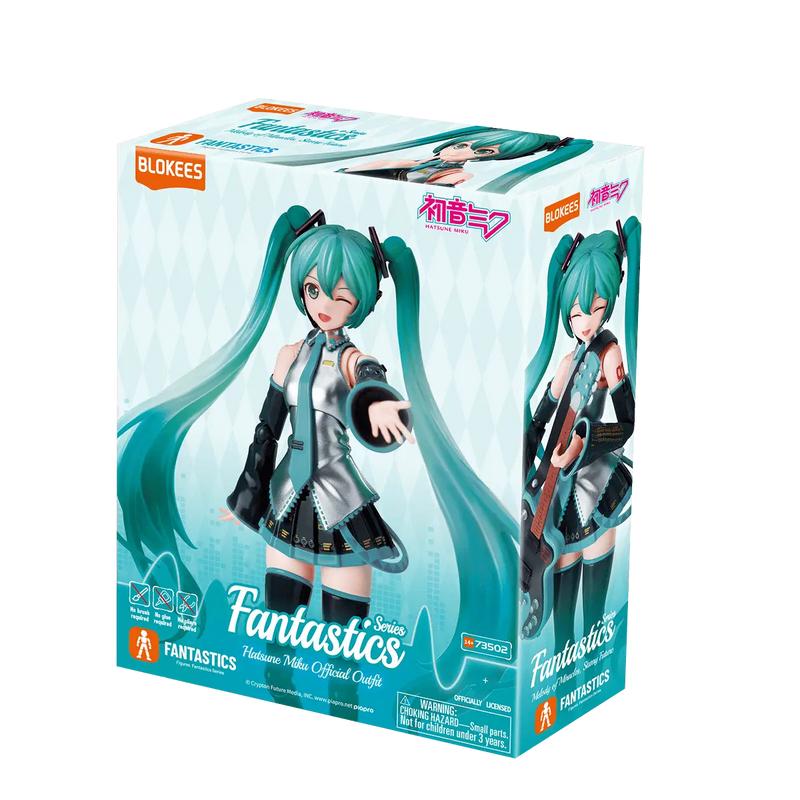 Blokees Fantastics Series Hatsune Miku Official Outfit Tool-Free Assembly with 3 Expressions & Complete Accessory Set Microphone Keyboard Guitar