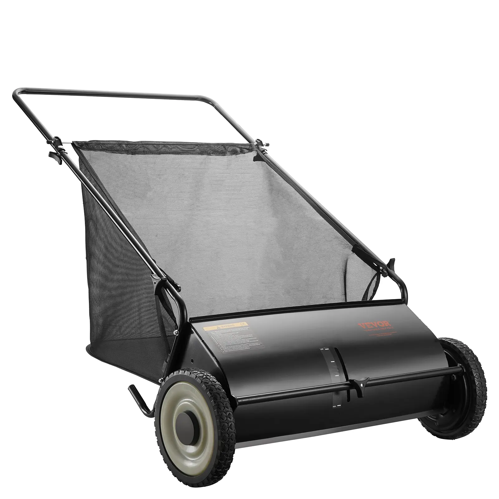 【summerfinds】VEVOR Push Lawn Sweeper, lawn sweeper for acorns, Heavy-Duty Leaf & Grass Collector with 4 Spinning Brushes, Strong Rubber Wheels & Thickened Steel Frame for Yard, Driveway - Picks Up Acorns, Pine Needles, Twigs, Leaves