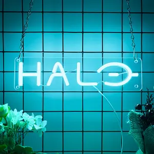 Halo Neon Led Sign, Gaming Neon Signs for Wall Sign, Game Neon Lights Signs with USB Powered for Game Room, Game Zone, Bedroom, Gifts for Gamer