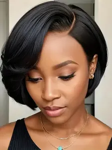 13X4 Lace Wigs Human Hair Pixie Cut Wig Pre Plucked Short Straight Bob Wigs for Women Glueless Frontal Wig