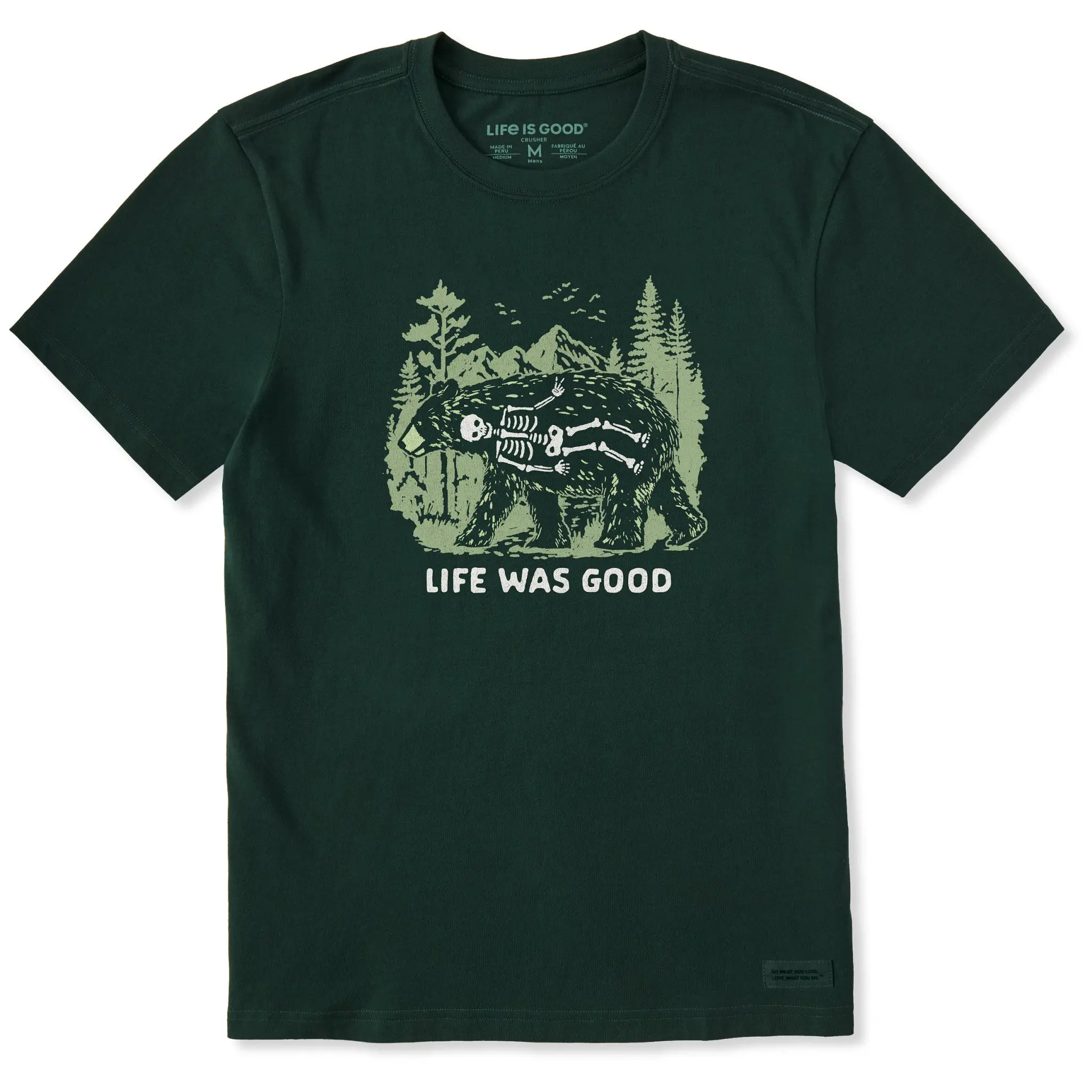 Men's Life Was Good Bear Short Sleeve Crusher Tee