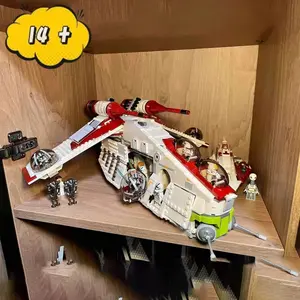 1175PCS Large Interstellar Space War Republic Gunboat Gun Ship Warship Model Building Set, Creative Building Blocks, Compatible with 75021 Children's Creative DIY Education STEAM Toys Christmas Birthday Collection Gifts