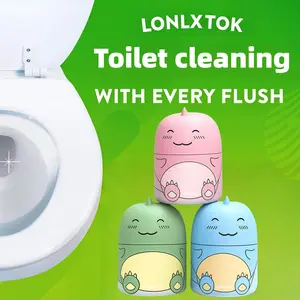 LONLXTOK 3PCS Toilet Bowl Cleaner Bottle, Cute Dinosaur-Shaped Bathroom Toilet Tank Cleaner with Ocean, Jasmine, and Peach Scent Fragrance Gift Light household items free shipping