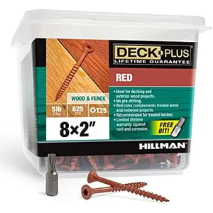 Deck Plus 48428 Wood Screws #8 x 2", Red, 5lb Box