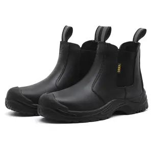Steel Toe Work Boots for Men Slip On Chelsea Safety Boots Waterproof Non Slip Puncture Proof Industrial Construction Work Shoes