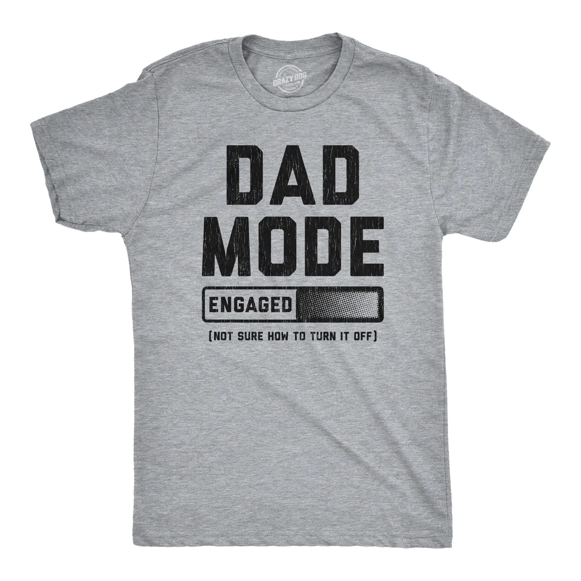 Mens Dad Mode Engaged T Shirt Funny Fathers Day Gift Settings Menu Joke Tee for Guys Mens Funny T Shirts Cool Vintage Fashion T-Shirt Gift Classic Menswear Dad Joke Apparel for Men Funny Sarcastic Short Sleeve Light Grey