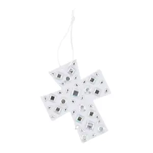 3 1/4" x 4" Disco Cross Mosaic Iridescent Rhinestone Ornament Craft Kit - Makes 12