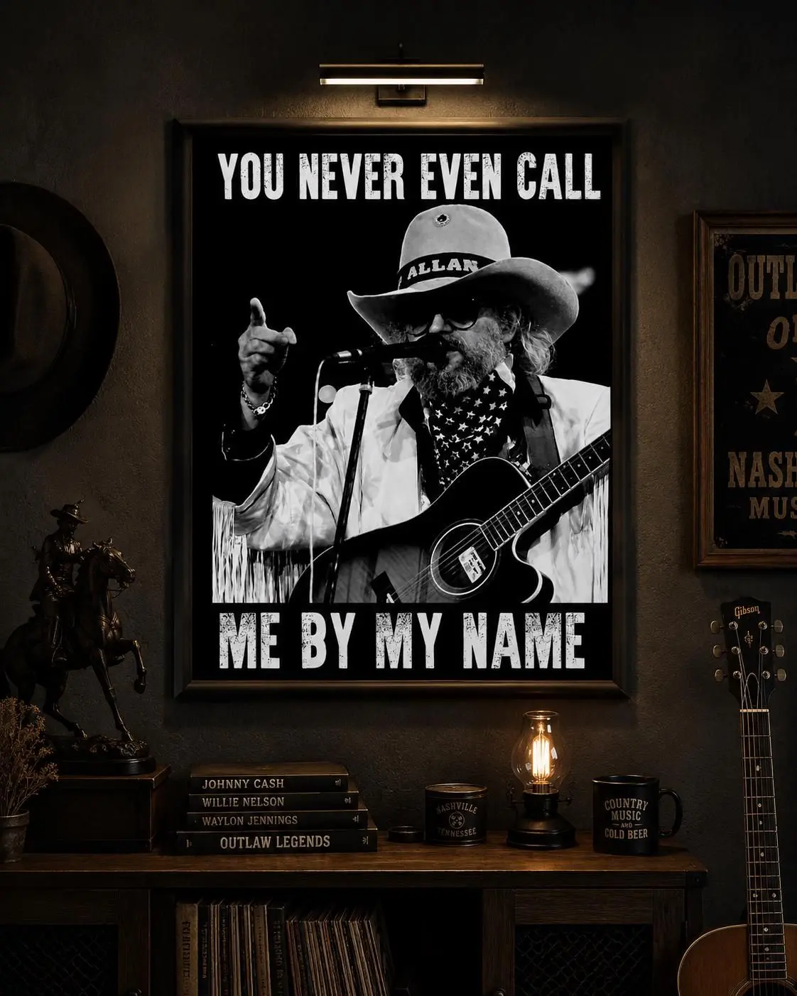 [SALE UP TO 40%] [Unframed] David Allan Coe Vintage Poster, Outlaw Country Music Wall Decor, Western Cowboy Art Print, Rustic Room Decoration