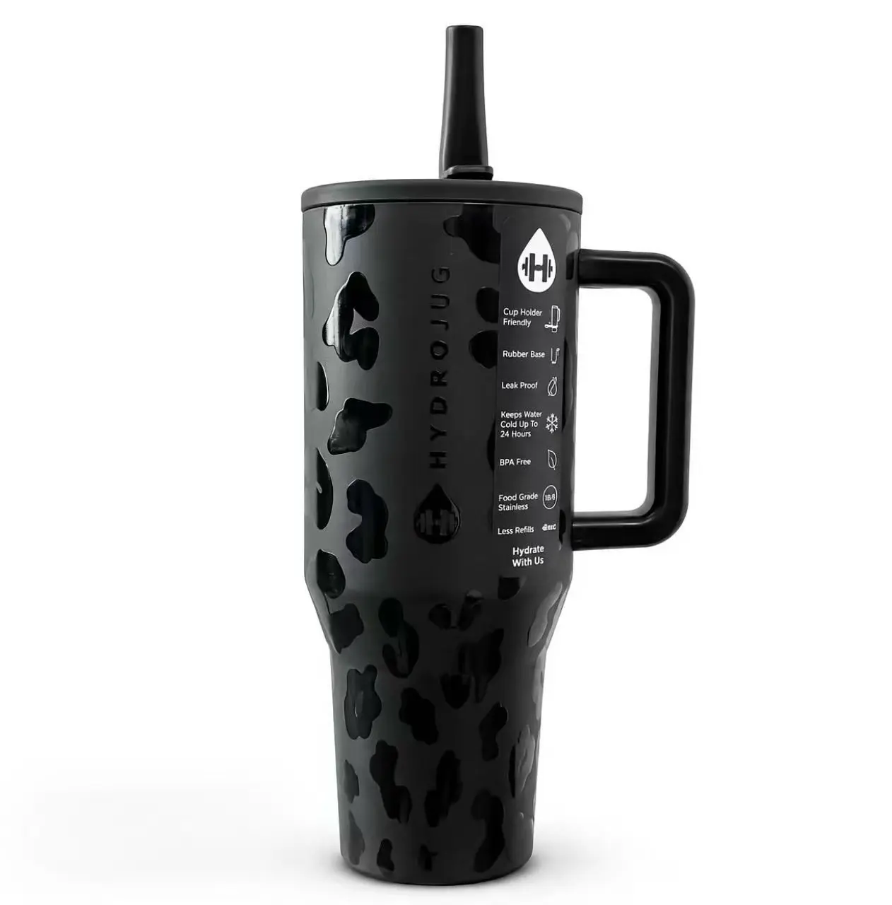 HydroJug 40oz Modern Printed Insulated Stainless Steel Vacuum Flask - Leakproof, Portable, Handle & Straw Lid, Boujee Kitchenware, Fits Office Desk & Car Cup Holders, Gym Daily Hydration