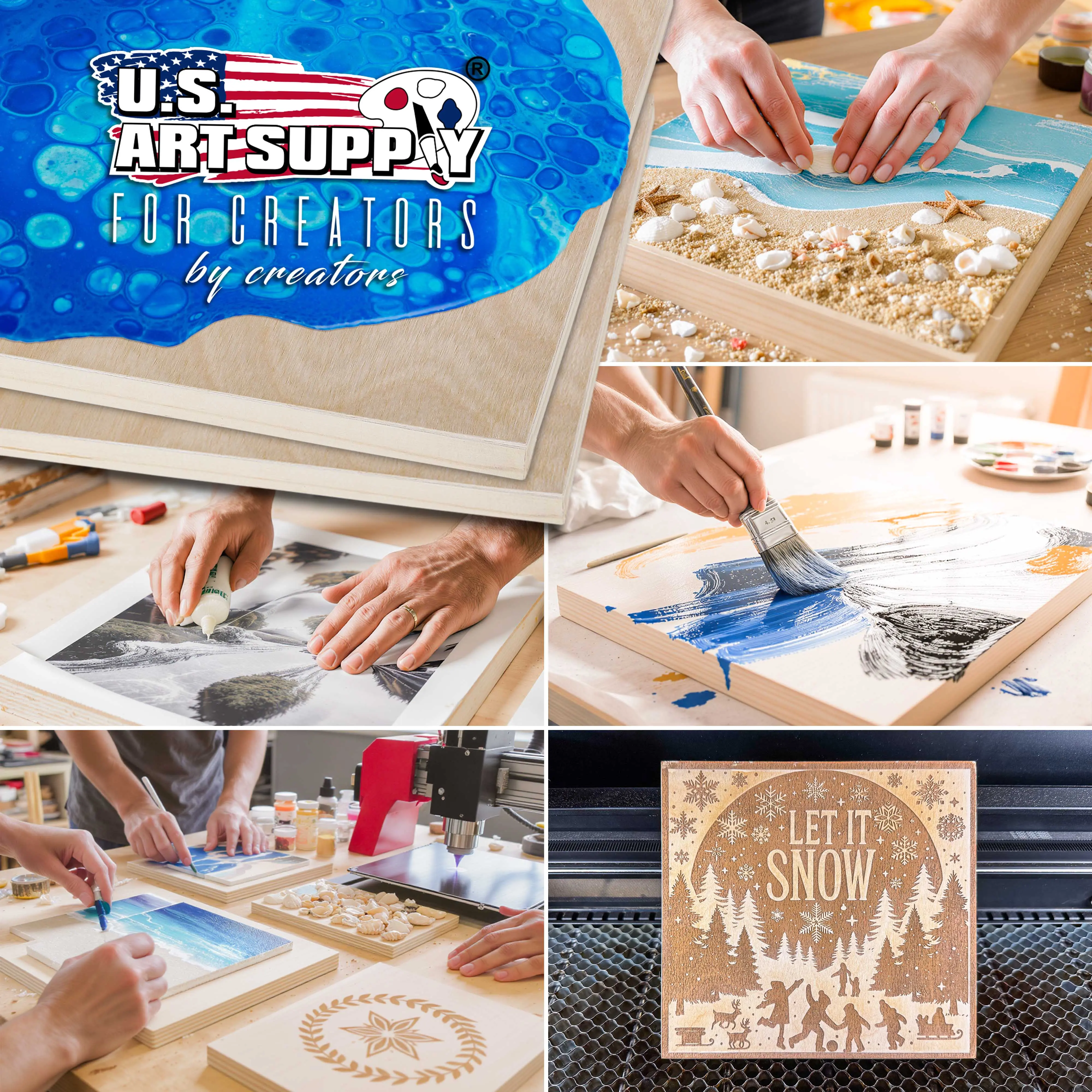 Unfinished Cradled Wood Panels for Painting, 2 Pack of 16x20 inch - Gallery Birch Wooden Canvas Boards 1-1/2" Deep - Mixed-Media Craft, Acrylic, Oil, Encaustic, Paint Pouring