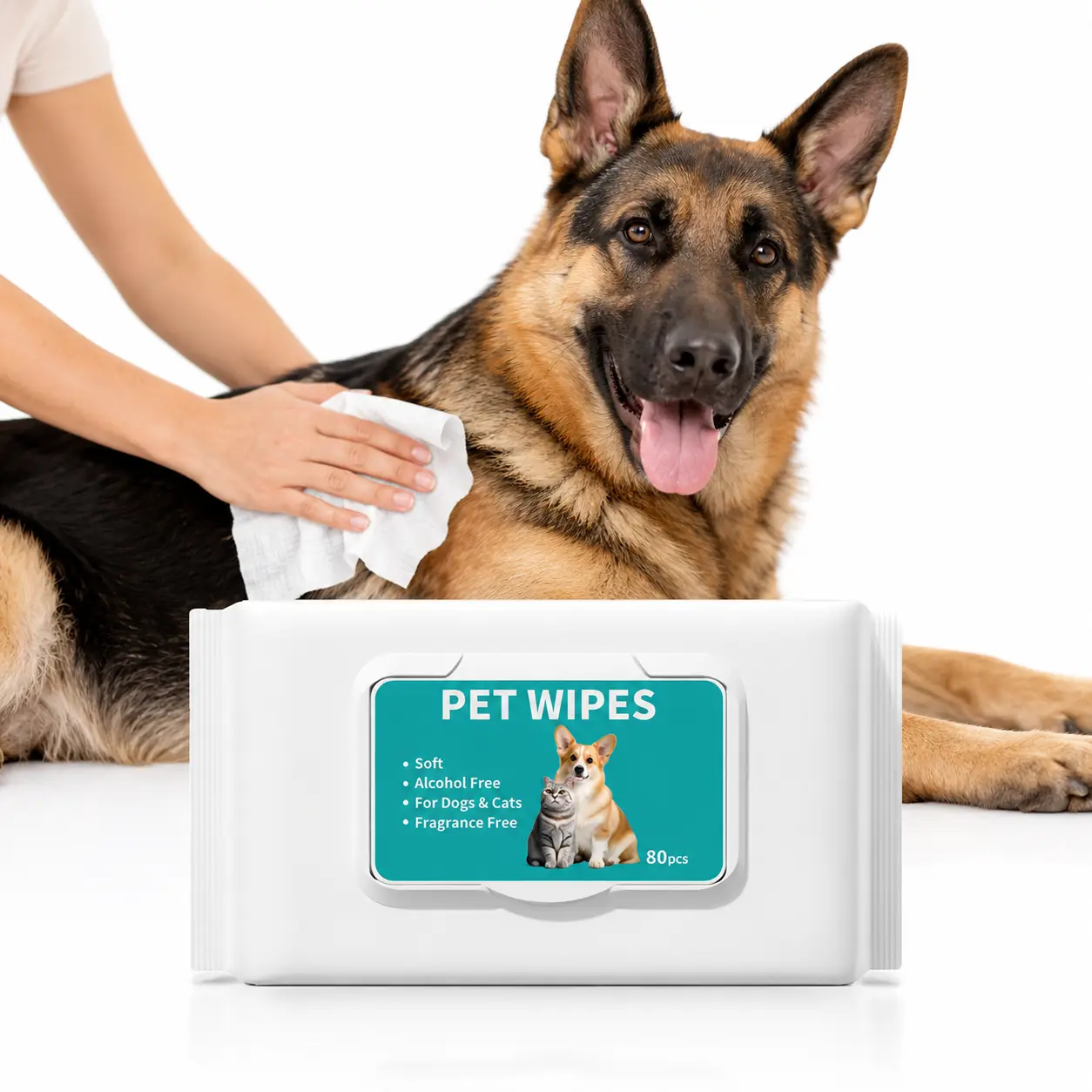 Premium Pet Grooming Wipes (Single Item, 80 Sheets) - Alcohol-Free, No-Rinse Grooming Goods for Dogs & Cats, Skin-Safe, Easy to Use for Paws, Fur, Daily Cleanups