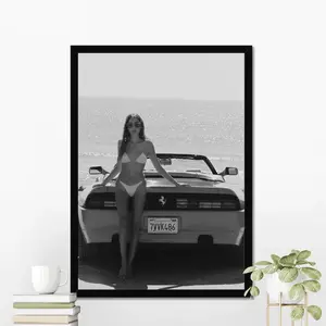Vintage Car Poster, Ferrari, Classic Sports Car Wall Art, Vintage Girl Car Poster, Iconic Car Poster, Old Car Poster, Vintage Sports Car Artistic Artwork Cotton Decor Matte Minimalist Print wall decor poster