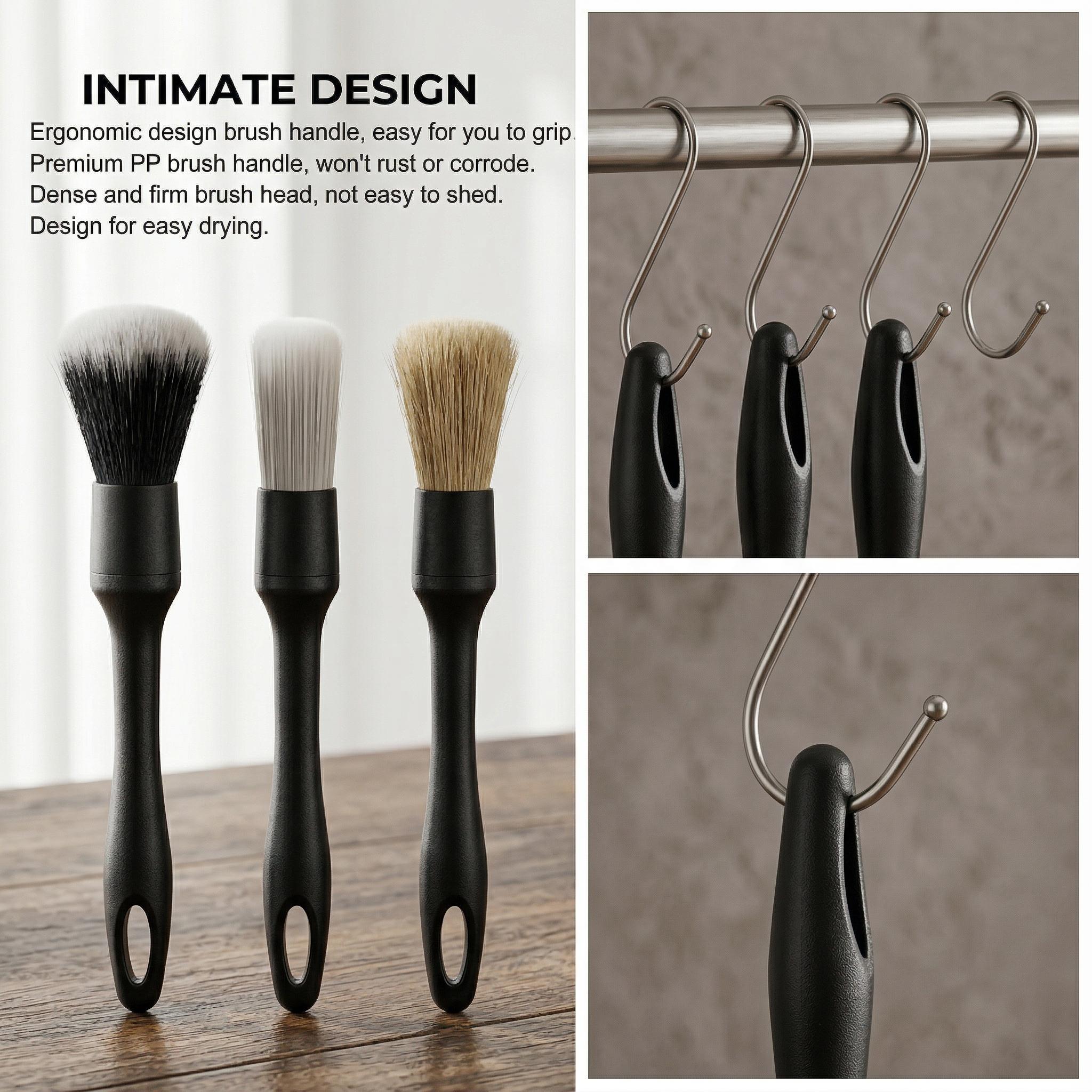 4Pcs Car Detailing Brush Set, Soft Auto Interior Cleaning Brushes for Dust Removal, Portable Car Valeting Kit, Professional Car Cleaning Supplies for Interior, Automotive Detailing Tools