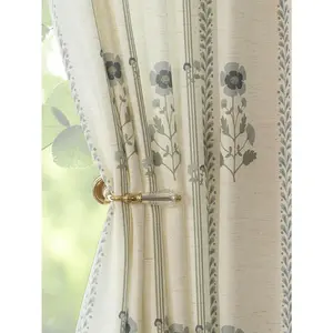 Pinch Pleated Curtains for Living Room Bedroom Dining Room - 84 Inches Light Filtering Floral Curtains Luxury Linen Drapes Farmhouse Window Curtains with Hooks - 2 Panels Set, 40" W x 84" L