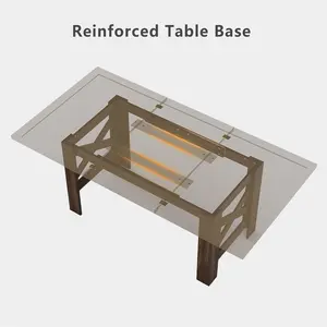 Dining Table for 6 to 8 Long Wooden Kitchen Table with Sturdy Triangular Legs Farmhouse Large Dining Room Table with Thick Frame Extra Thick Base for Dining Apartment Party Walnut
