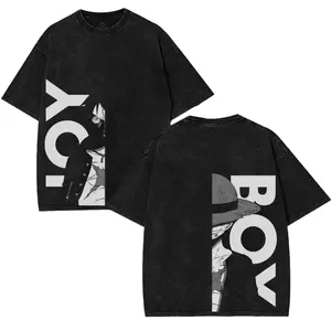 JoyBoy Anime Inspired Retro Vintage Acid Washed T Shirt Unisex Oversized Cotton Graphic Tee Streetwear Summer Casual Crewneck t-shirt