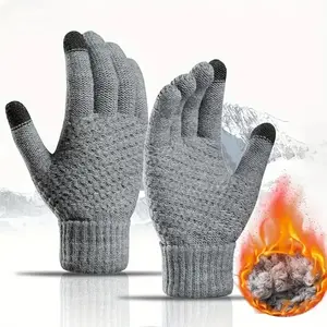 Women's Winter Gloves Touchscreen, Warm Fleece Lined Elastic Knit Gloves Driving Running Texting Gloves for Cold Weather, Christmas Gifts for Men