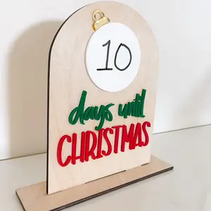 Wood Days Until Christmas Countdown Dry Erase