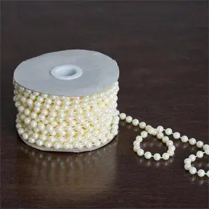 Faux Pearl Beads Vase Fillers in Ivory, Lustrous DIY Craft String Beads 12 Yards