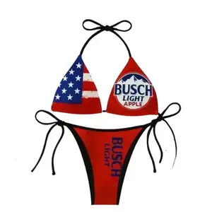 Buschhh Apple American Flag Triangle Bikini Set, 2026 Independence Day Gift, Quick-Drying, Summer Beach Outfit, Gift for her
