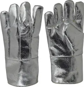 Steel Grip, Inc. Heat Resistant Gloves - Universal Size, Wool-Lined Aluminized Thermonol, 14" OAL Gauntlet Cuff, 1000°F Max Temp, Silver, Paired (ATH210-14F)
