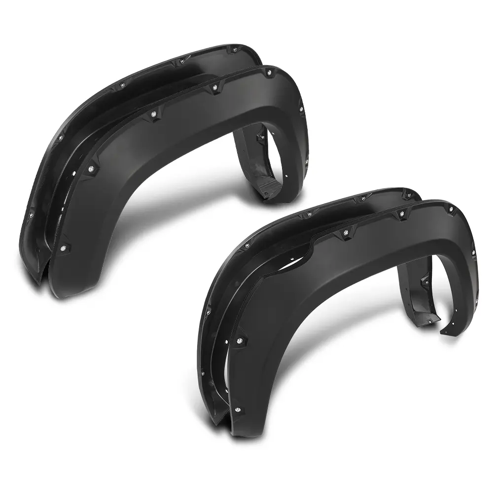 4Pcs Black Pocket Rivet Fender Flares - Front Rear Sets, Injection Molded Automotive Car Exterior Mud Flaps & Splash Guards, Durable UV-Stable Debris Guard for 2016-2022 Toyota Tacoma, Aids Aftermarket Tires & Wheels Installation, Enhances Appearance, Aft
