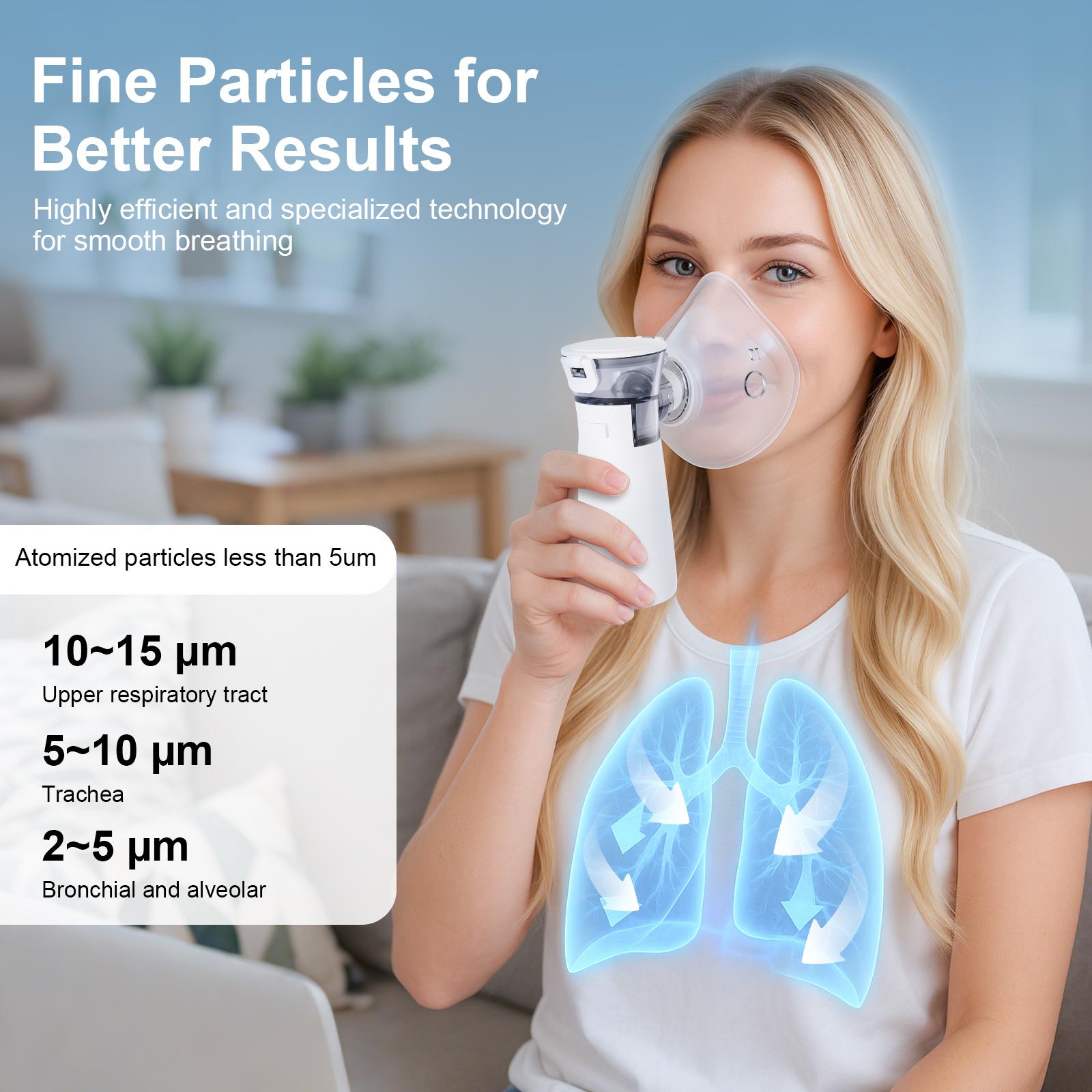 NBM-7 Handheld Nebulizer, 4 Adjustable Modes, Fine Mist 4μm, Rechargeable 600mAh, Portable & Quiet, 15ml Capacity for Daily Use and Personal Care