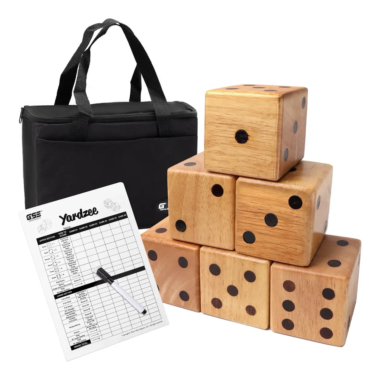 GSE 3.5-Inch Giant Yard Dice Game Set with Carrying Bag GSE 3.5-Inch Giant Yard Dice Game Set with Carrying Bag