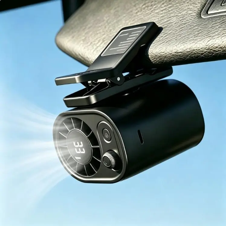 Joytutus Compact Sun Visor Car Fan, Portable Mini USB Fan with Multiple Airflow Adjustment, Long Lasting Battery, 360° Rotation, Multi-Function Clip-On Fan with LED Display for Backseat, Kitchen & Camping Accessories, Summerfinds
