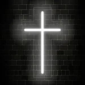 Cross Neon Light Sign for Home Decor, Stylish Religious Decor, Bright Energy-Saving Lighting, Perfect Wall Decoration with Cross Necklace, Catholic Gift