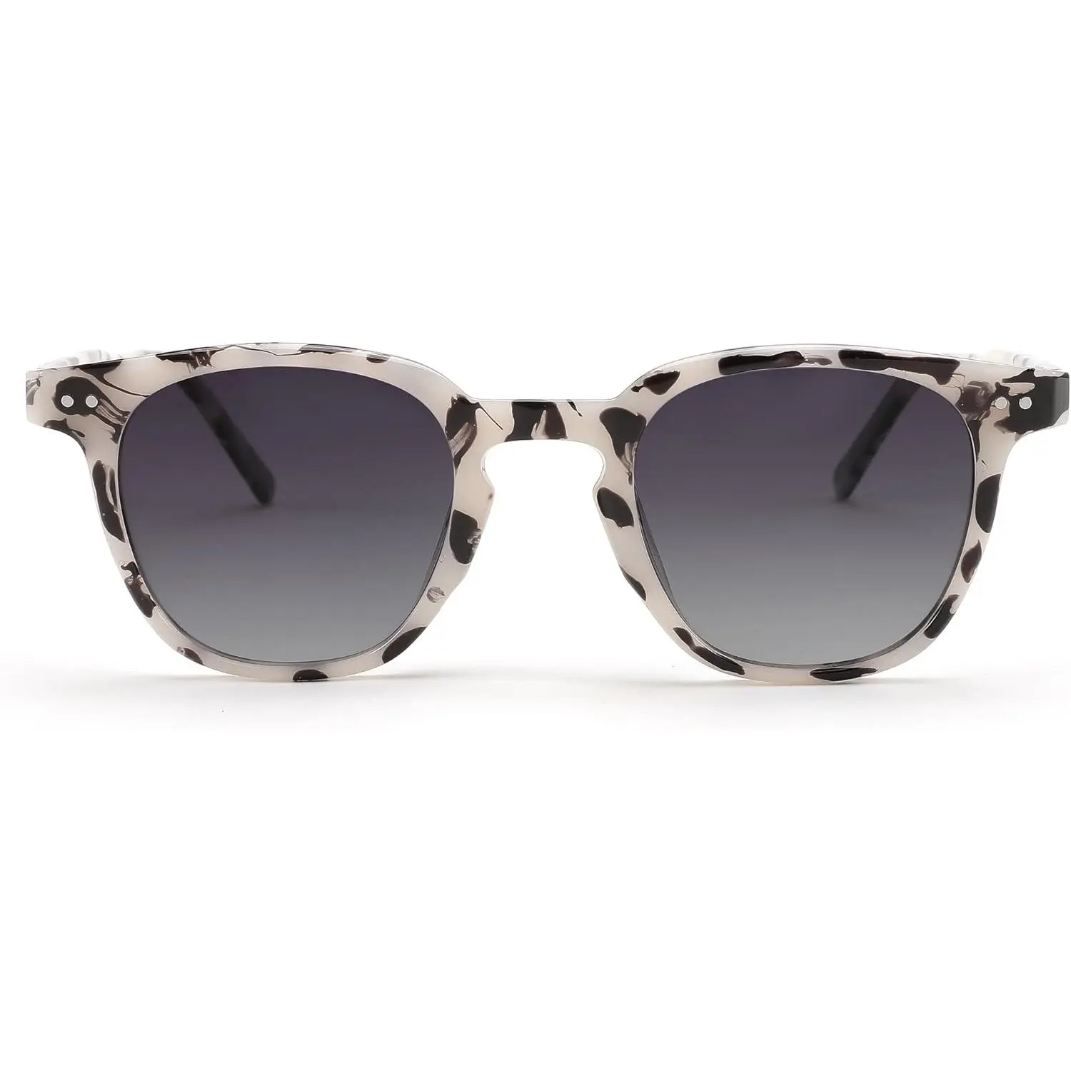EyeconicFinds Classic Polarized Lenses Unisex Retro Round Sunglasses, Tac Aviator Shades, 001 Black Frame/Gray Lens B0002, Trendy Shades, Retro Round Shape