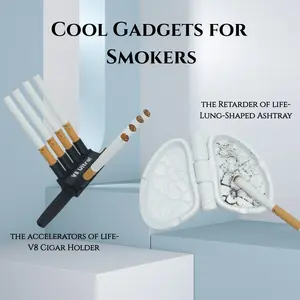 Cool Gadgets for Smokers-Lung-Shaped Ashtray\V8 Cigar Holder, Smoking & Gifts Ornaments, Motivational Ashtray, 8 Counts Smoking Accessories, life accelerator, Premium Cigarette Box, Exercise Equipment, Suitable for Indoor and Outdoor Use