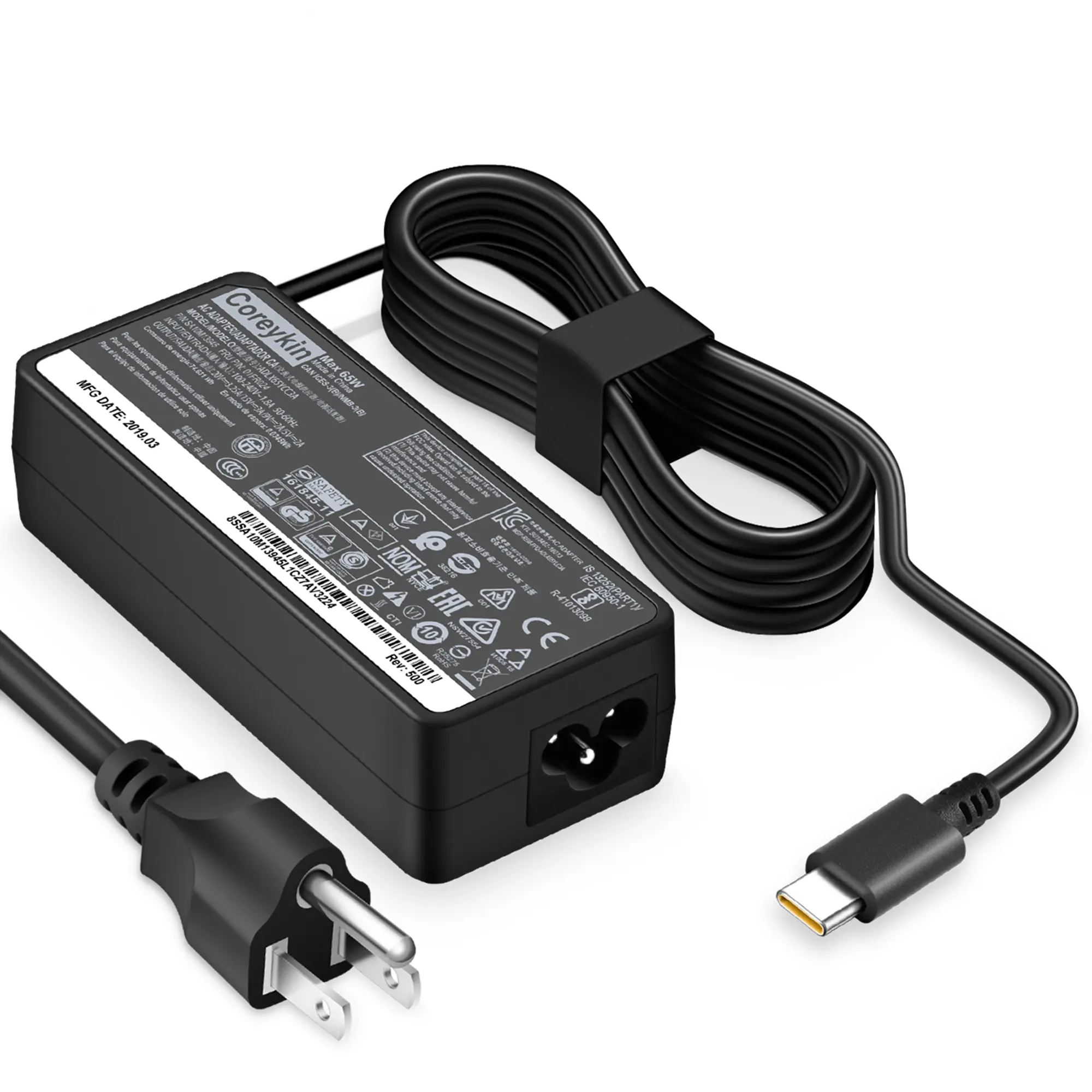 Charger for Lenovo Laptop Computer 65W 45W USB C Power Supply AC Adapter for Lenovo Chromebook,ThinkPad T480 T480s T580 T580s E480 E580 Yoga A485 T490S T590 C930 C940 13 IdeaPad 730s Laptop Charger