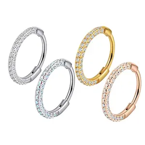 Triple Sided Micro Gem Hinged Nose Hoop Beauty Mark Jewelry 2025 BGS