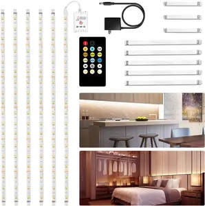 Under Cabinet Lighting Kit, 6 PCS 20 Inch Under Cabinet Lights, 2700K-6500K Tunable White LED Strip Lights with Remote, 12V Adapter, LED Lights for Kitchen Cabinets, Shelf, Counter, 9.8ft