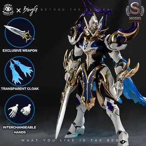 23cm Fantasy Knight Model Kit, Easy Assembly Sacred Warrior Anime Action Figure, Includes Transparent Cape and Grand Ritual Equipment
