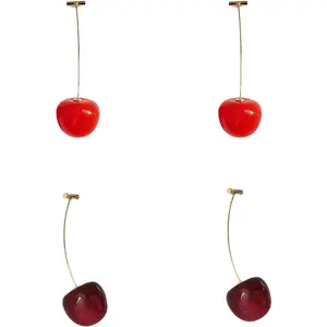 3D Red Cherry Drop Earrings Cute Fruit  Dangle Earrings Women