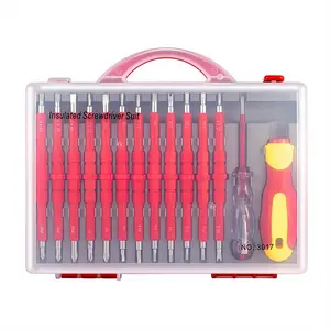 26 In 1 1000V Insulated Screwdriver Set For Electrician, Dual Head Precision Removable Magnetic Bits Slotted Torx Hex Square Screwdrivers