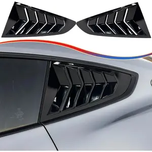 Window Louver 2 count Side Vent Window Louvers for Ford Mustang 2015-2023, ABS Print  Window Decorative Covers, Exterior Trim Accessories - Bright Black(Not for GT350 GT500)