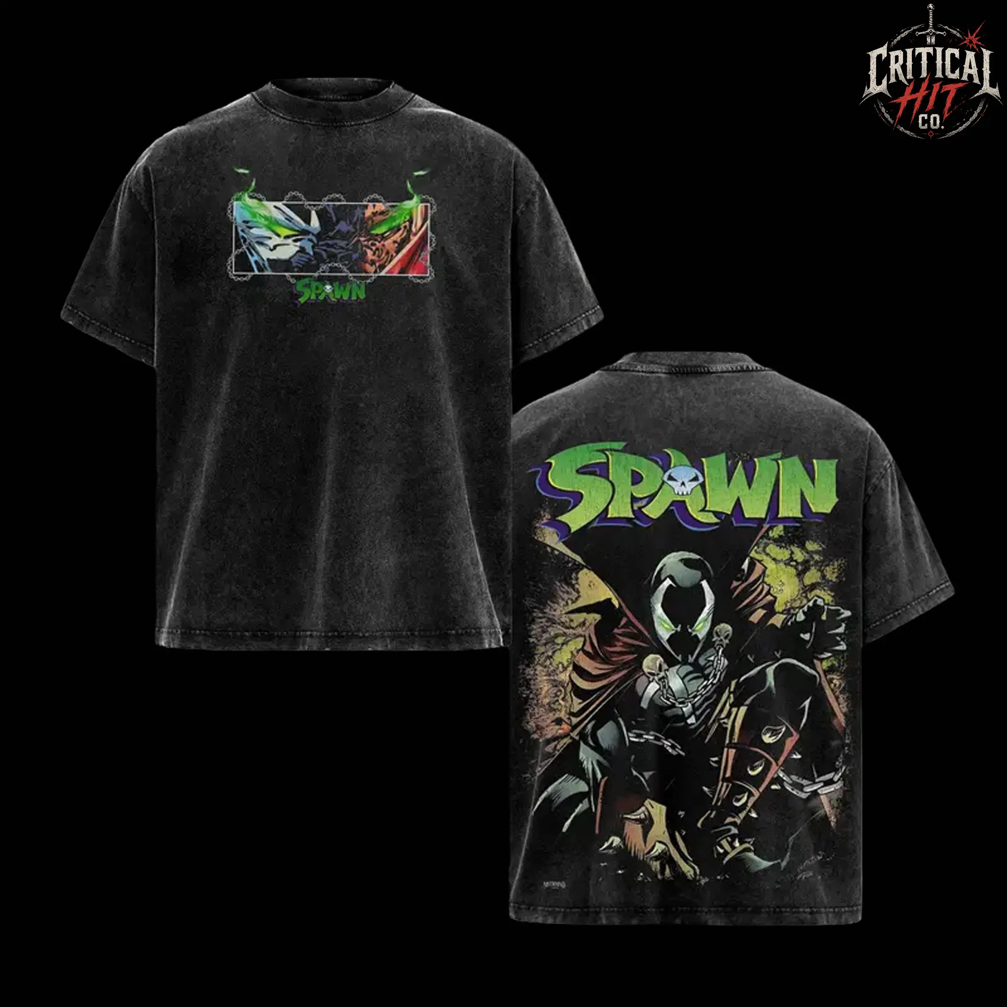 Spawn Retro Graphic T-Shirt V2, Vintage Comic Inspired Oversized Tee, Acid-Washed Cotton Streetwear, Dark Hero Aesthetic Shirt, Unisex Casual Outfit, Cool Gift for 90s Comic & Superhero Fans