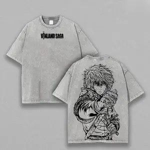 Thorfinn Vinland Saga Oversized Tee, Washed Vintage Viking Anime Shirt, Heavy Cotton Double Printed Menswear Top Underwear T-Shirt Unisex Oversize Manga