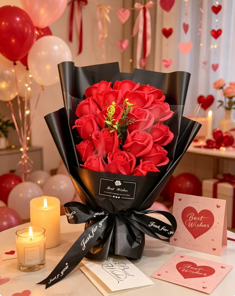18 Red Roses Forever Bouquet，Valentine’s hack: Flowers that last forever, not just a week，Preserved flowers, artificial flowers, soap flowers, Valentine's Day, Mother's Day, Father's Day, anniversaries, home decor