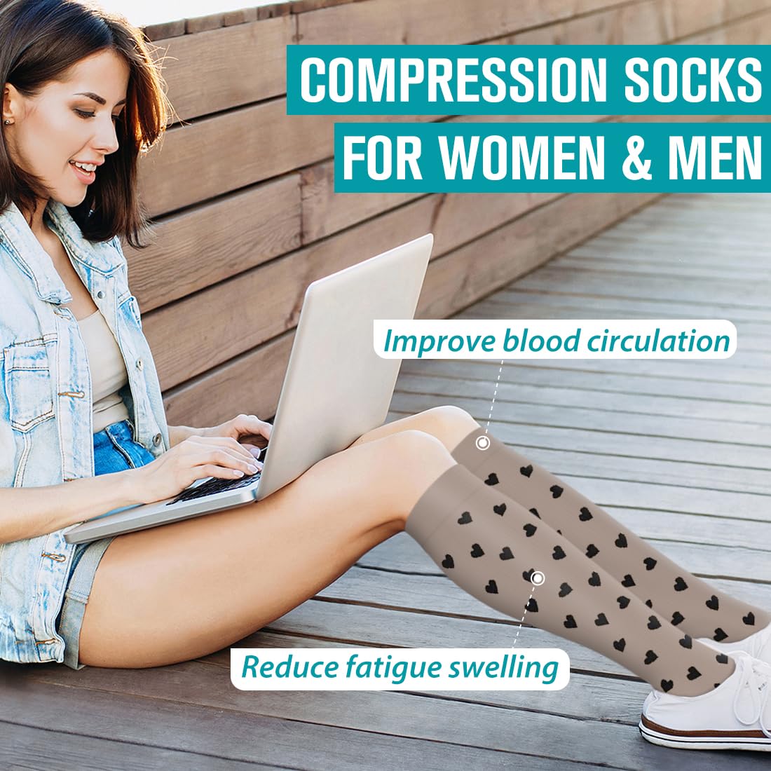 6 pairs Compression Socks for Women & Men -Best Support for Nurses- Graduated Supports Socks for Running, Athletic Sports