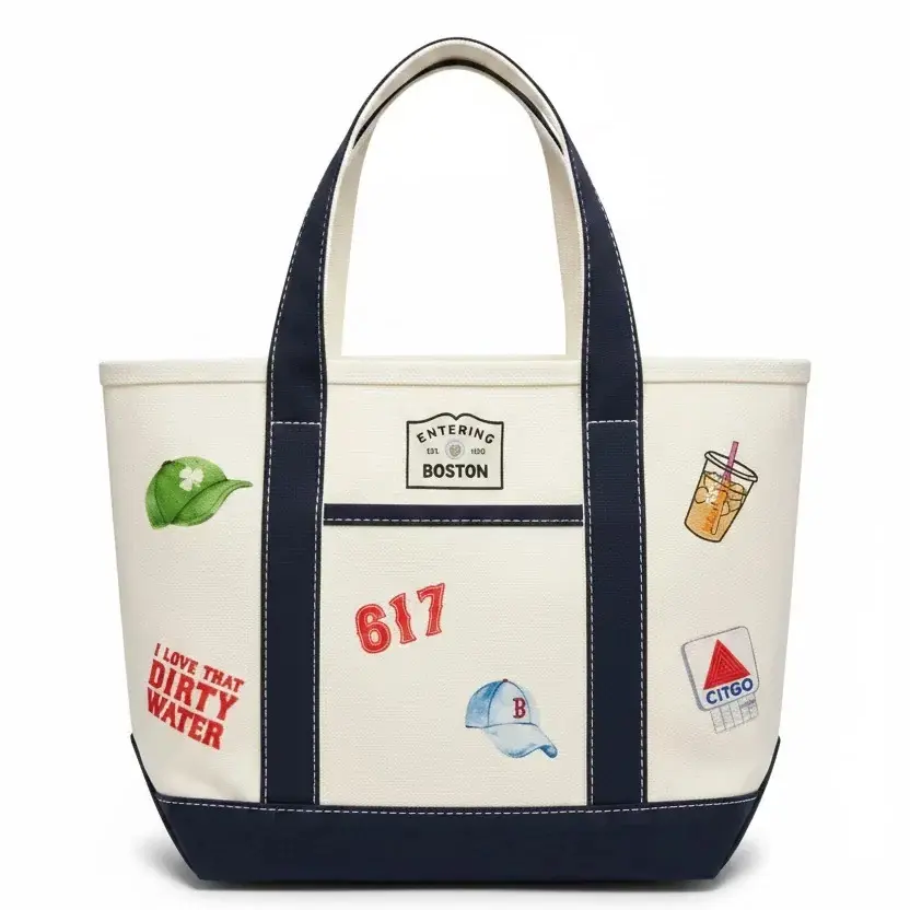 Mini Canvas Totes with Boston Icons