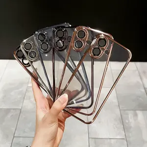 【Plating Edge Case】For iPhone X/XS/XS Max/11/12/13/14/15/16/17 Pro/Pro Max/Plus/Air, Slim Lightweight Glossy Bling Soft TPU Electroplated Case, Anti-Scratch Shockproof Protective Cover