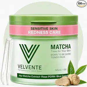 [Kbeauty]Velvente Matcha Toner Pads (100 Pads) with Rose PDRN, Peptides & Hyaluronic Acid | Korean Facial Pads for Dark Spot, Acne Prone & Uneven Skin Tone, Soothing Radiant Skin, Makeup Prep Daily Skincare