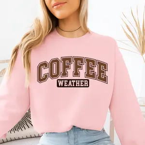 Coffee Weather Crewneck Sweatshirt, Trendy Cotton Pullover for Coffee Lovers, Cozy Fall Menswear Gift, Unisex Casual Graphic Sweater