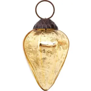 2.5" Gold Zoe Mercury Glass Pine Cone Ornament Christmas Decoration