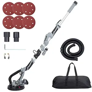 GARVEE Drywall Sander, 710W Electric Motor Sander with 6.6ft Dust Hose, Variable Speed 800-1700RPM With LED Light, Extendable & Foldable Handle, 6 Pcs Sanding Discs, Carrying Bag