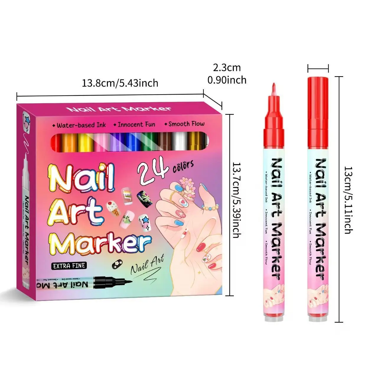 【UPGRADED】12 Color 3D Nail Art Pens Set, 0.5MM Nail Pens Nail Point Graffiti Dotting Pen Drawing Painting Liner Brush for DIY Nail Art Beauty Adorn Manicure Tools
